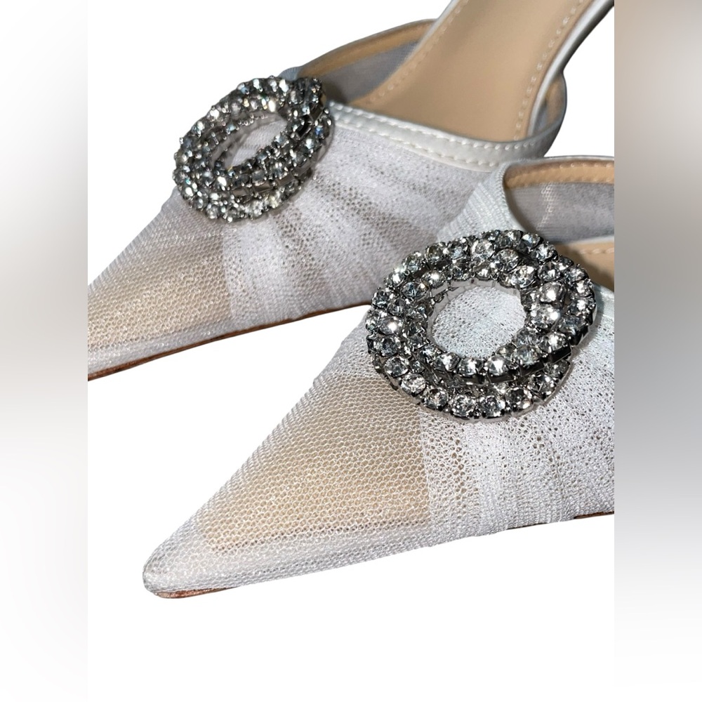 MACH & MACH White galaxy mesh heels with rhinestone embellishments size 38/US8 - Picture 2 of 5